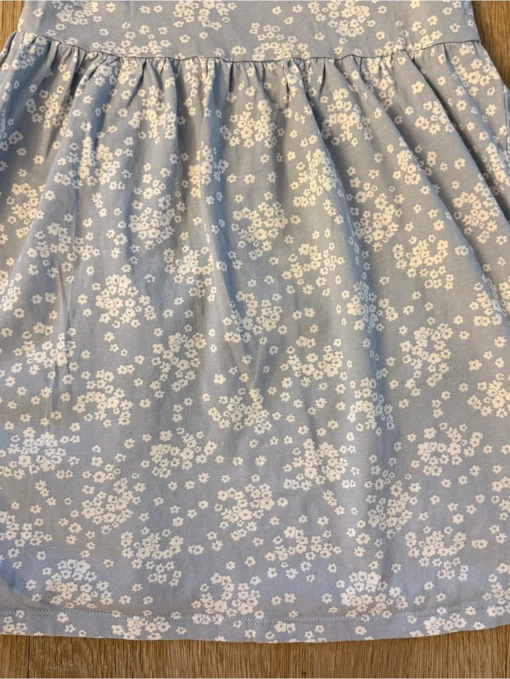 H&M Girl's Size 6X/7 Light Blue Tank Dress With White Floral Pattern